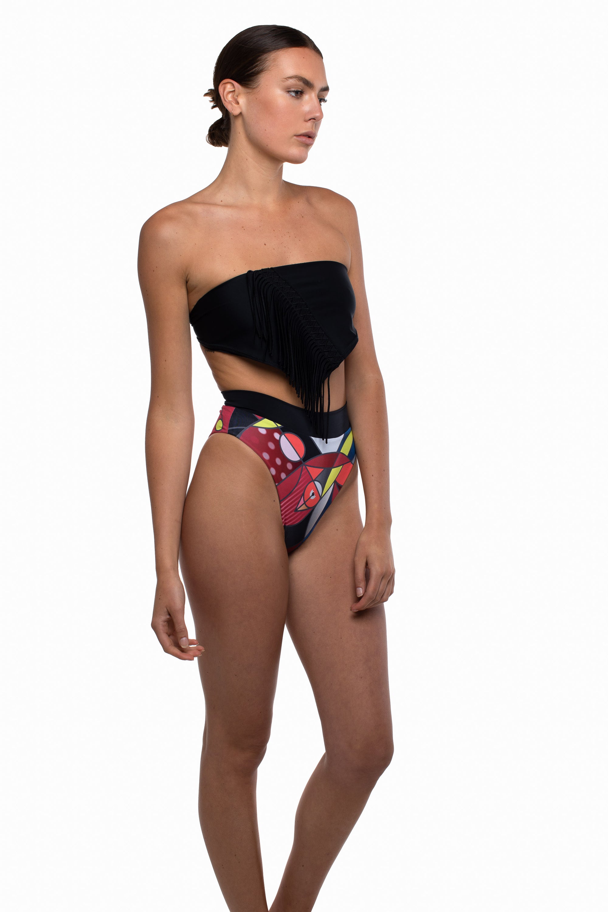 QUARTER MOON PRINT BIKINI BOTTOMS