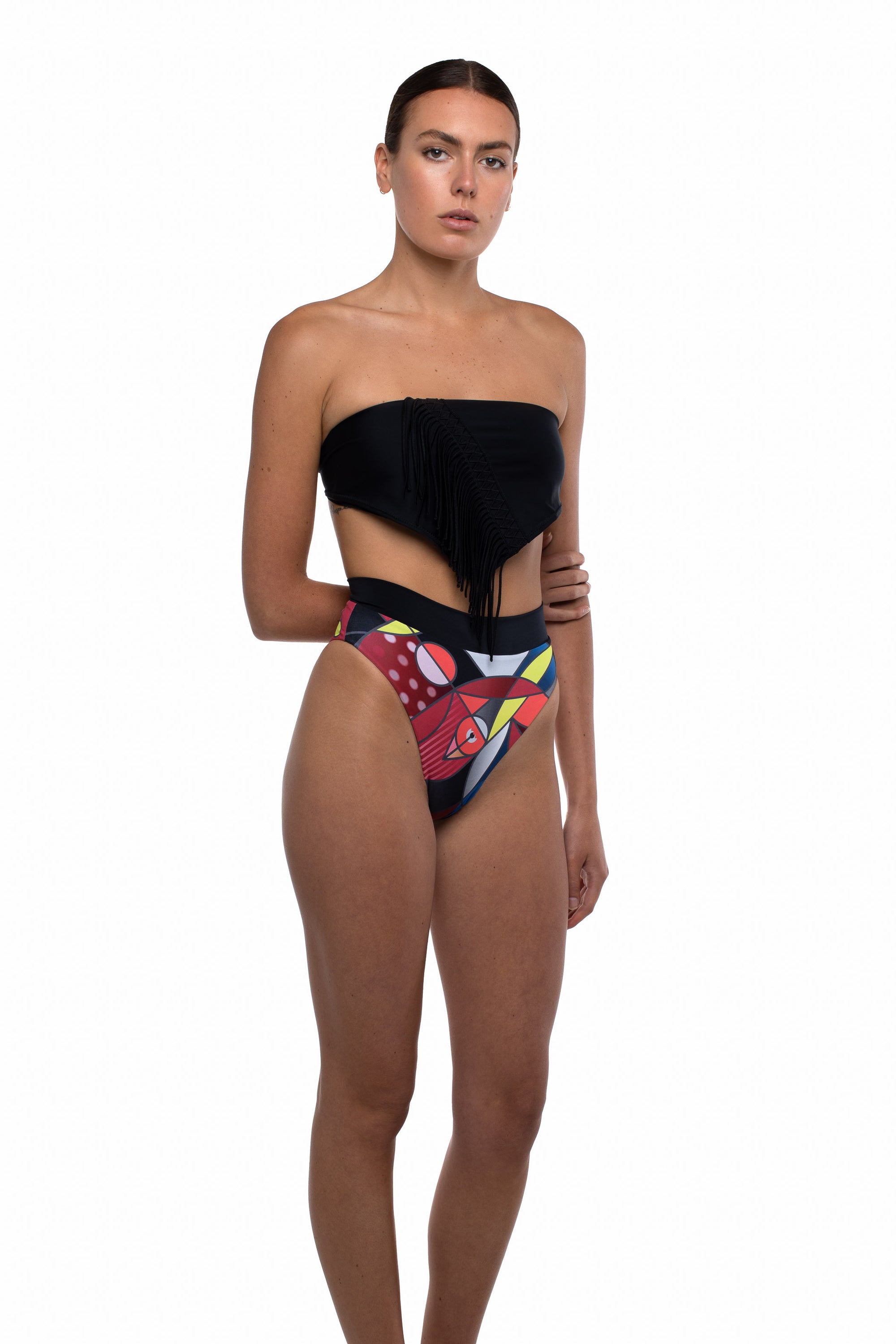 QUARTER MOON PRINT BIKINI BOTTOMS